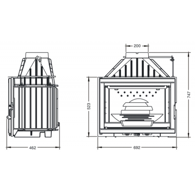 Wkład kominkowy Laudel GRANDE VISION 6270-51 DP z szybrem i bezpośrednim doprowadzeniem powietrza do komory spalania